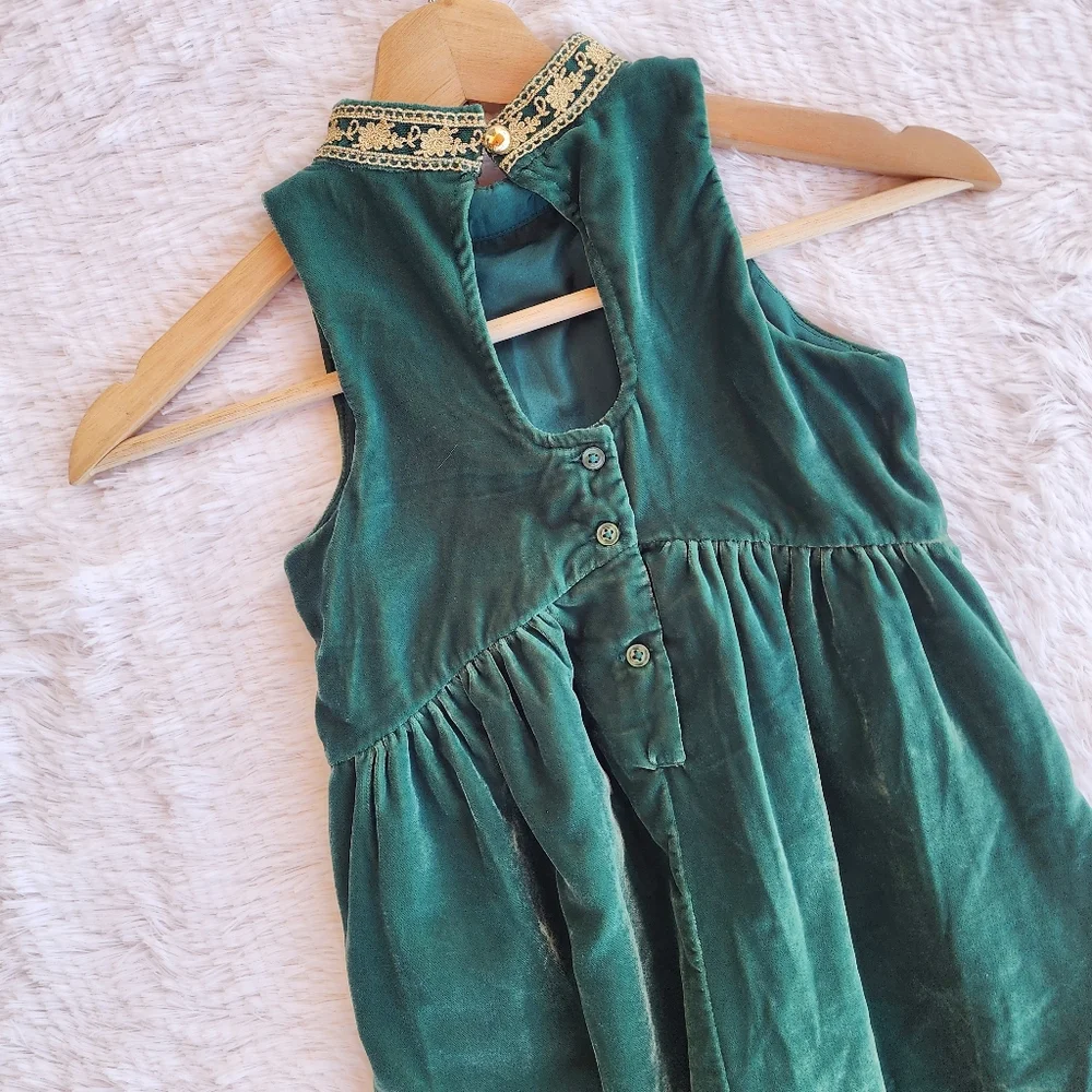 Janie and Jack Enchanted Forest Velvet Gold Trim Holiday‎ Jumpsuit
